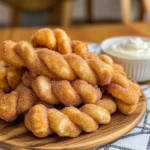 Air Fryer Cinnamon Sugar Twists With Cream Cheese Dip