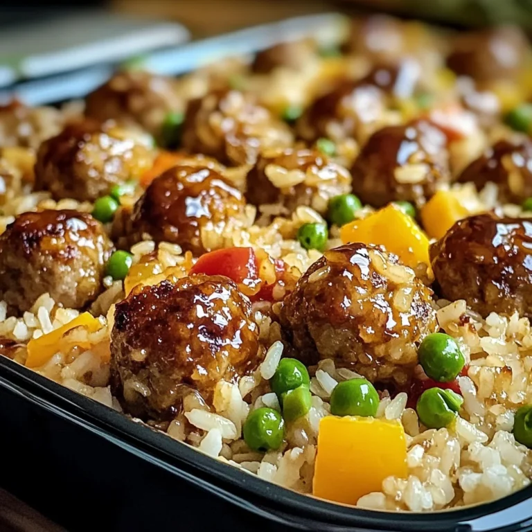 Honey Garlic Meatball & Rice Bake