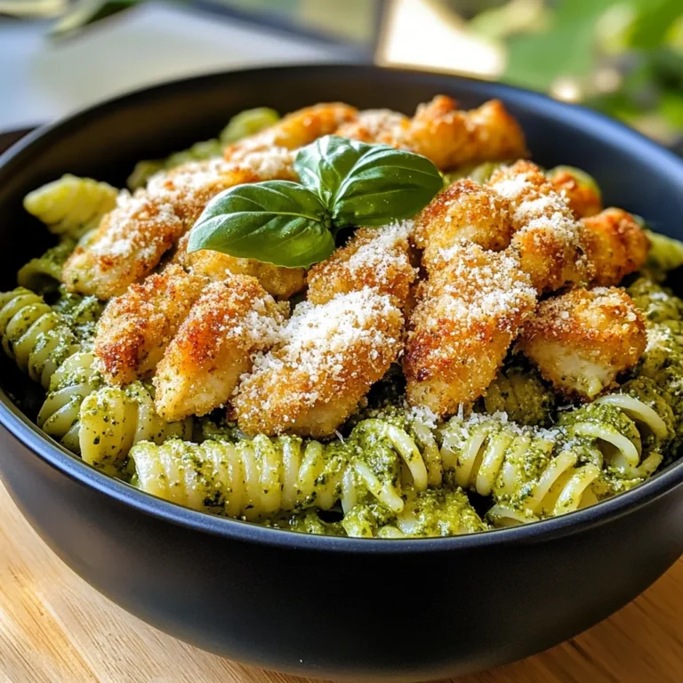 Pesto Pasta with Crispy Parmesan Chicken