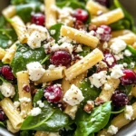 Spinach Pasta Salad with Feta and Cranberries