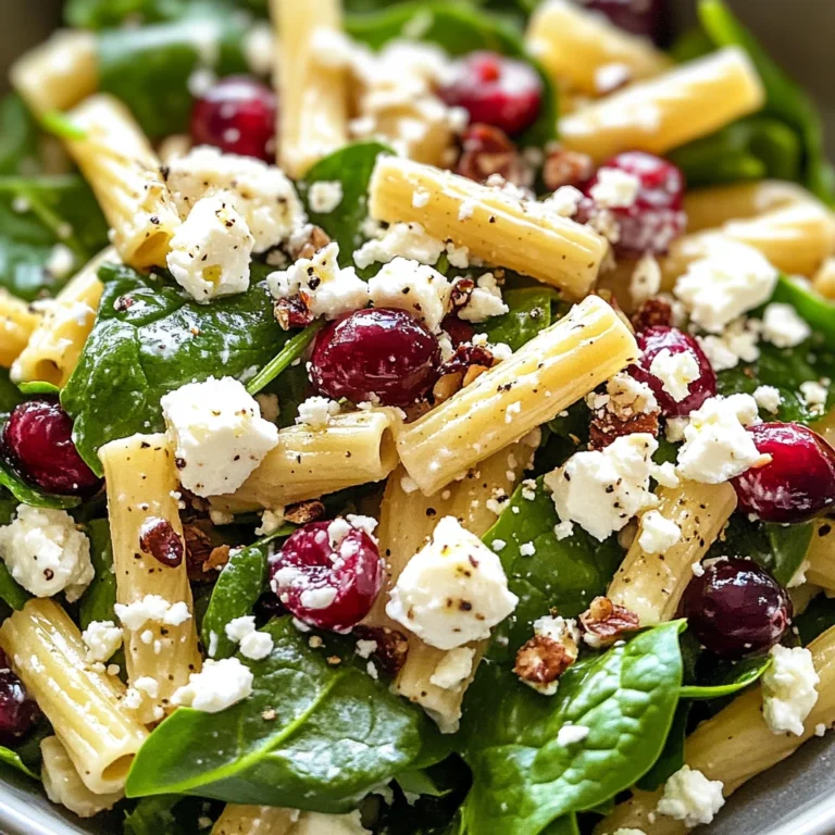 Spinach Pasta Salad with Feta and Cranberries