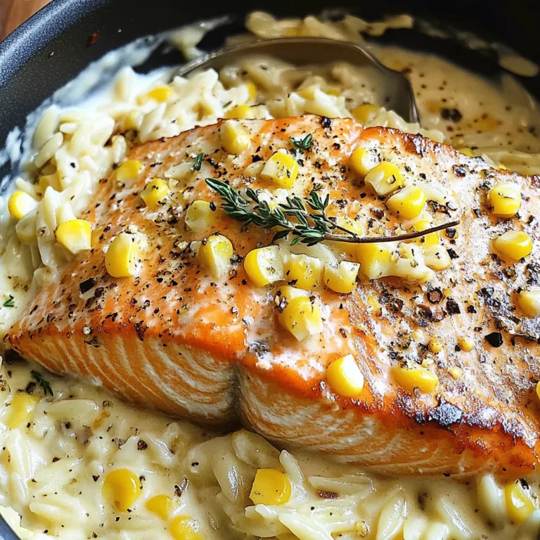 Creamed Corn Orzo with Salmon