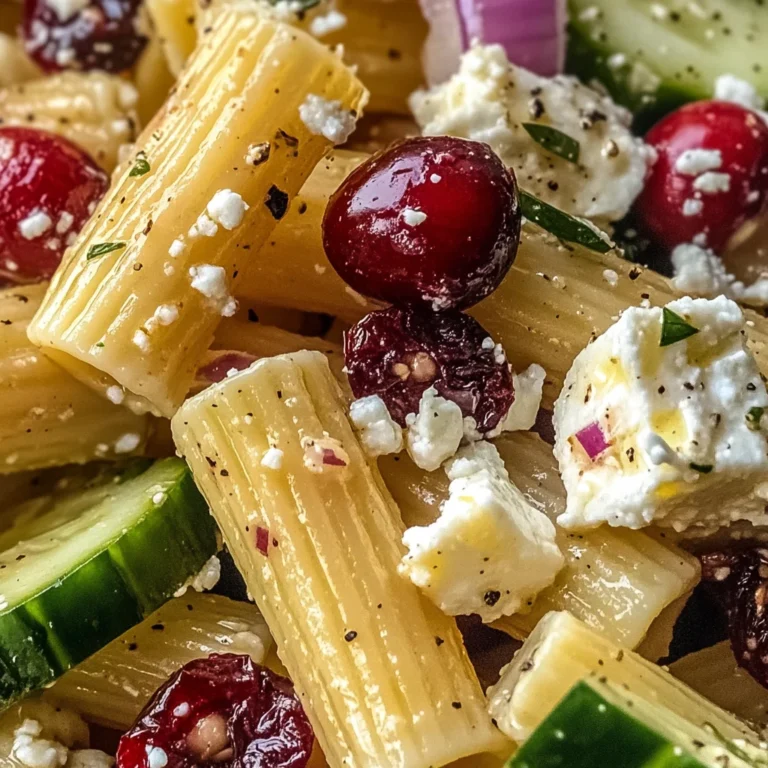 Feta & Cranberry Rigatoni Salad with Lemon Vinaigrette