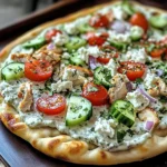 pizza topped with tzatziki sauce