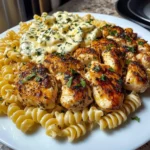 Creamy Garlic Chicken and Rotini with Mozzarella Alfredo