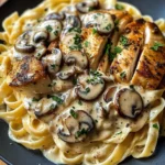 Creamy Garlic Mushroom Chicken Fettuccine