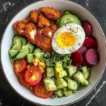 Crispy Chicken & Veggie Power Bowl with Avocado & Egg