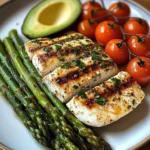 Herb-Grilled Fish with Asparagus, Avocado & Cherry Tomatoes