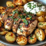 Herb-Marinated Chicken with Roasted Potatoes & Creamy Dip