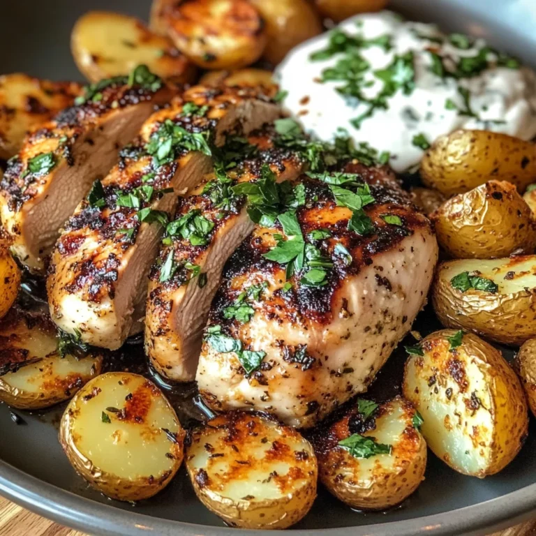 Herb-Marinated Chicken with Roasted Potatoes & Creamy Dip