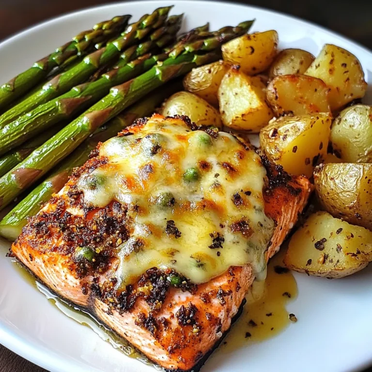 Spiced Salmon with Cheesy Asparagus & Garlic Herb Potatoes