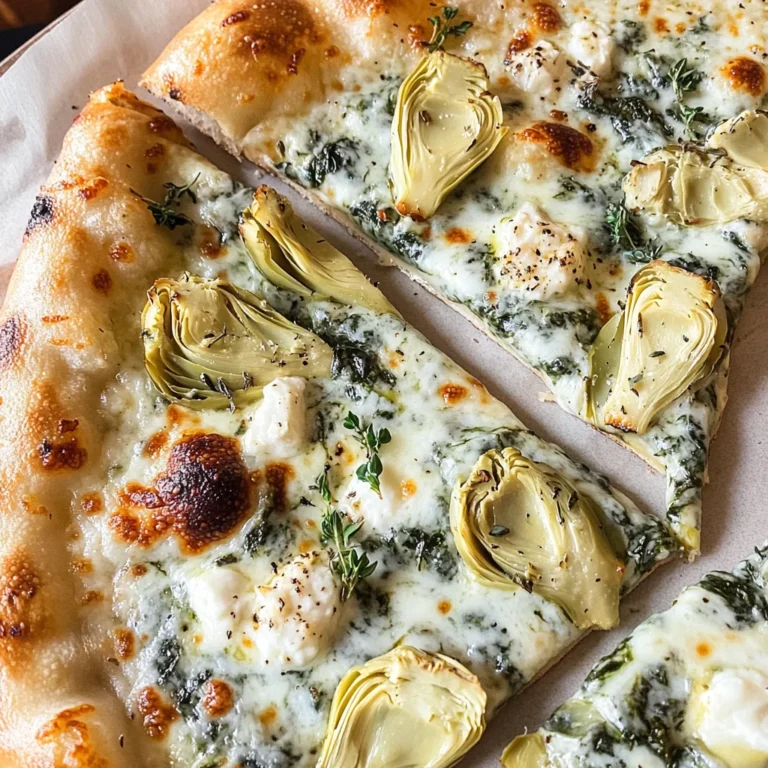 artichoke pizza with spinach parmesan cream sauce