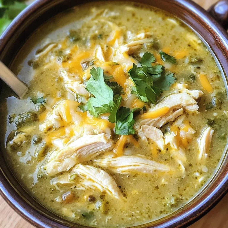 Green Chicken Enchilada Soup - Creamy and Cheesy!