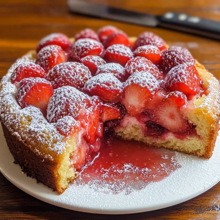 Easy Strawberry Cake with Strawberry Sauce