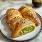 Golden Pistachio Croissants - flirtyfood